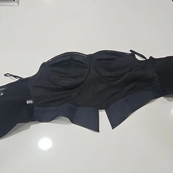 Black Faux Leather Bustier Top  Sz Xl Corset. - Picture 3 of 7
